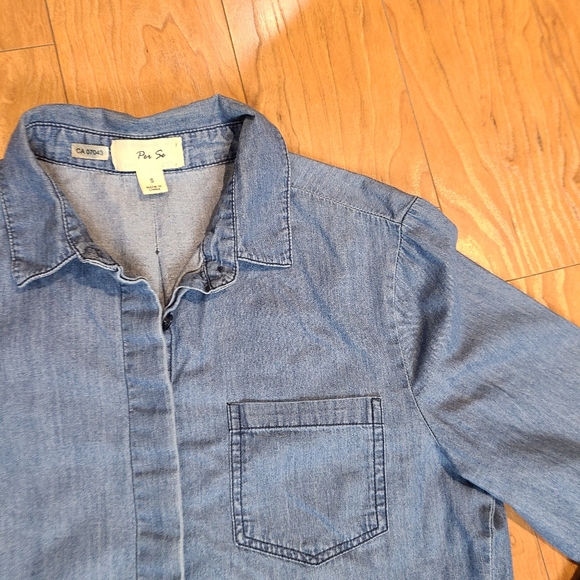 Per Se denim button down jean top - Picture 3 of 4